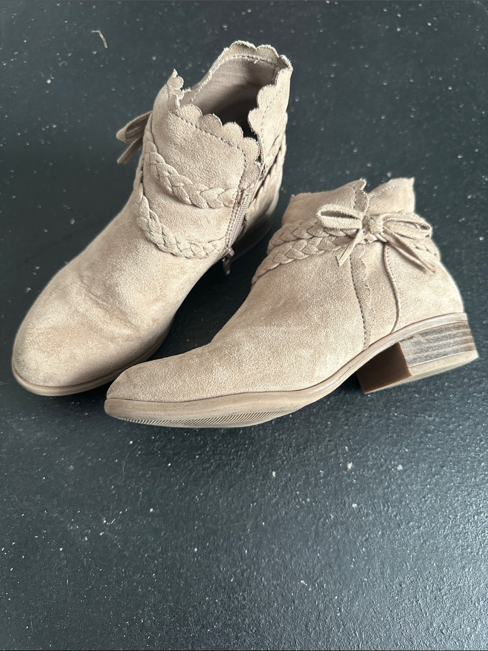 Girls Scalloped Suede Ankle Boots - Taupe - kohls - 13